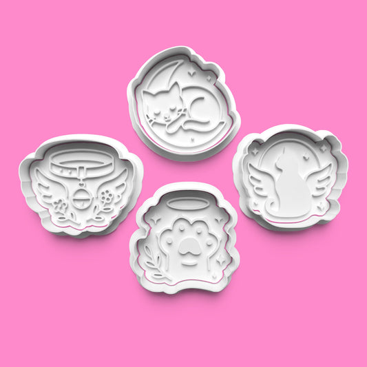 Cat Memory Cookie Cutter & Embosser Set – 4-Piece Pet Remembrance Collection