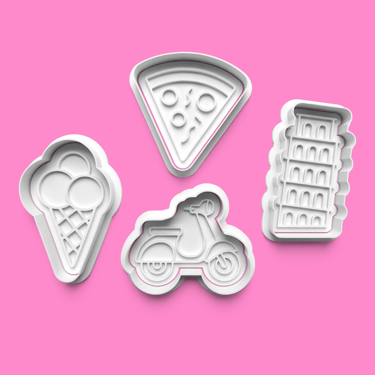 Italy Cookie Cutter & Embosser Set – 4-Piece Italian Icon Collection