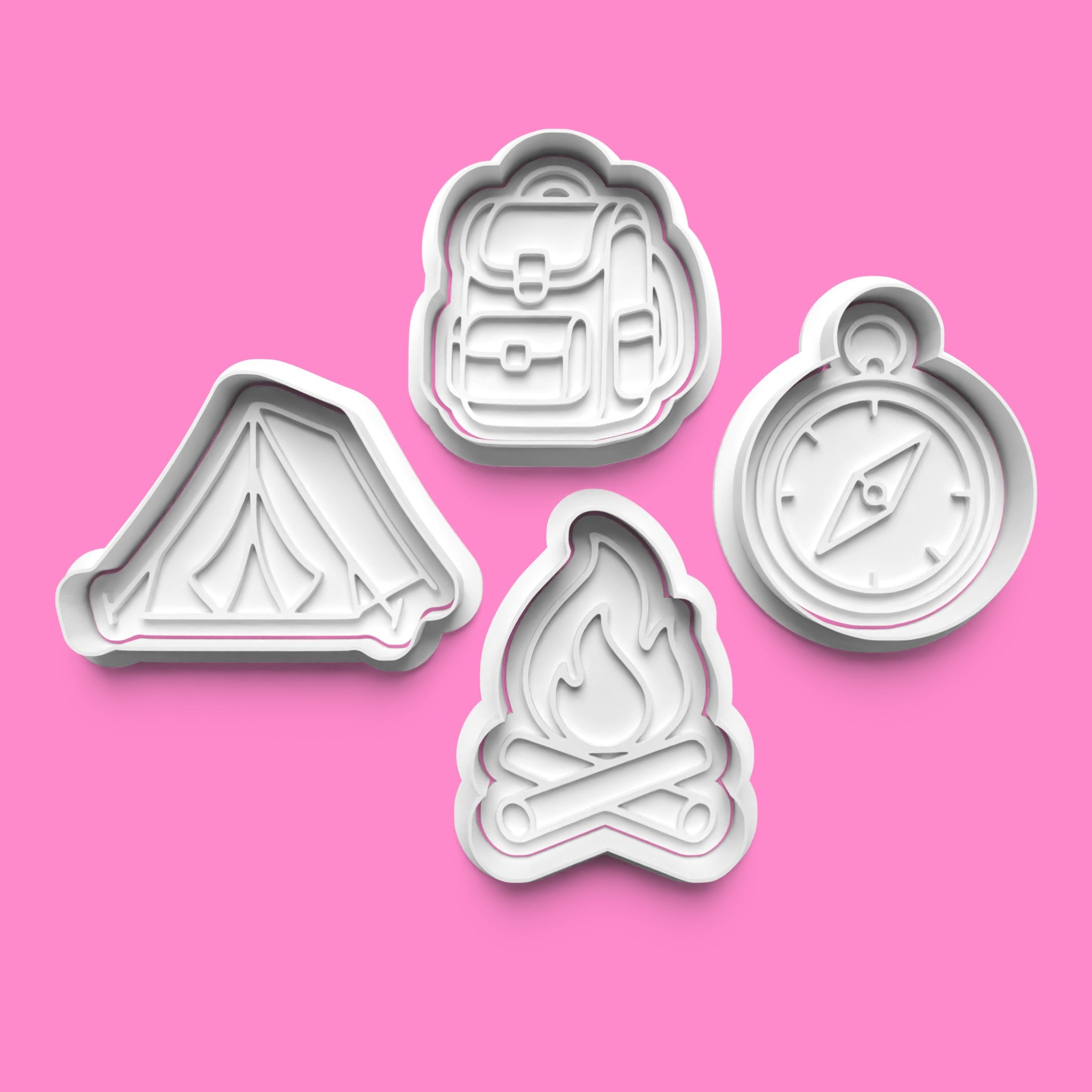 Camping Cookie Cutter & Embosser Set – 4-Piece Outdoor Adventure Collection