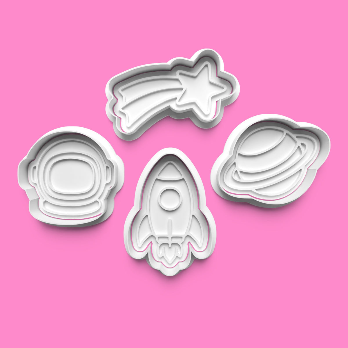 Space Cookie Cutter & Embosser Set – 4-Piece Galactic Adventure Collection