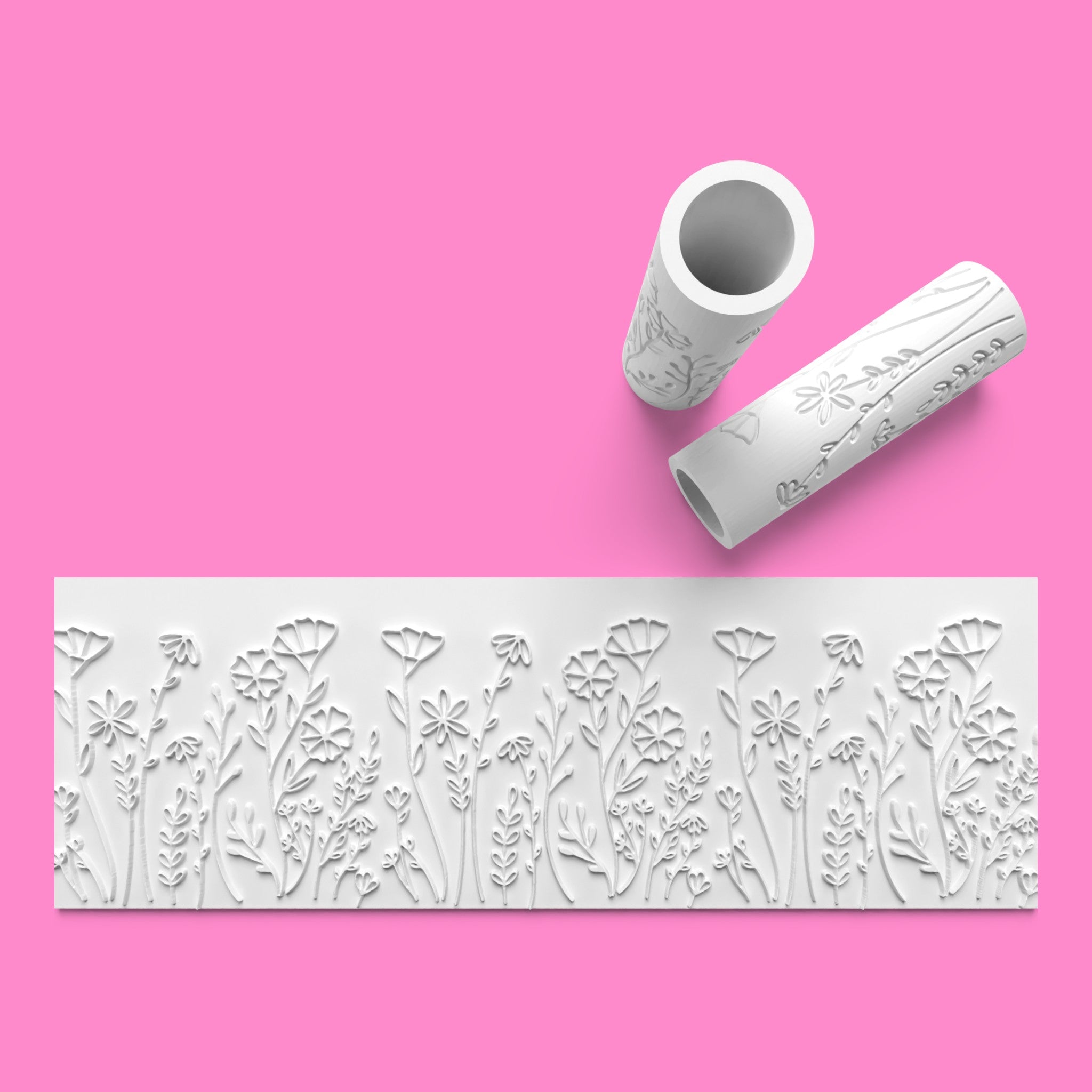Floral Textured Roller – Emboss or Outboss Design for Fondant & Cookie Dough