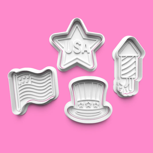USA Cookie Cutter & Embosser Stamp Set – Stars & Stripes Collection