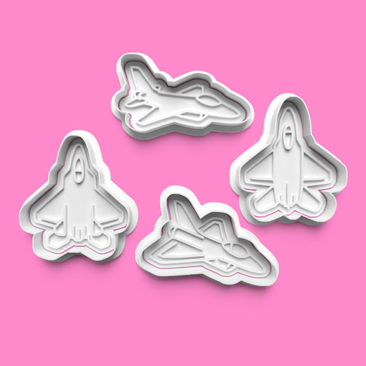 Fighter Jets Cookie Cutter & Embosser Stamp Set – Aviation Collection