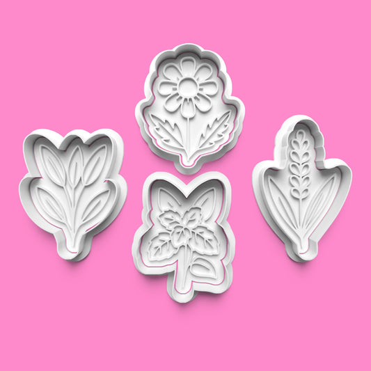 Garden Herb Set – Cookie Cutter & Embosser Stamp Set