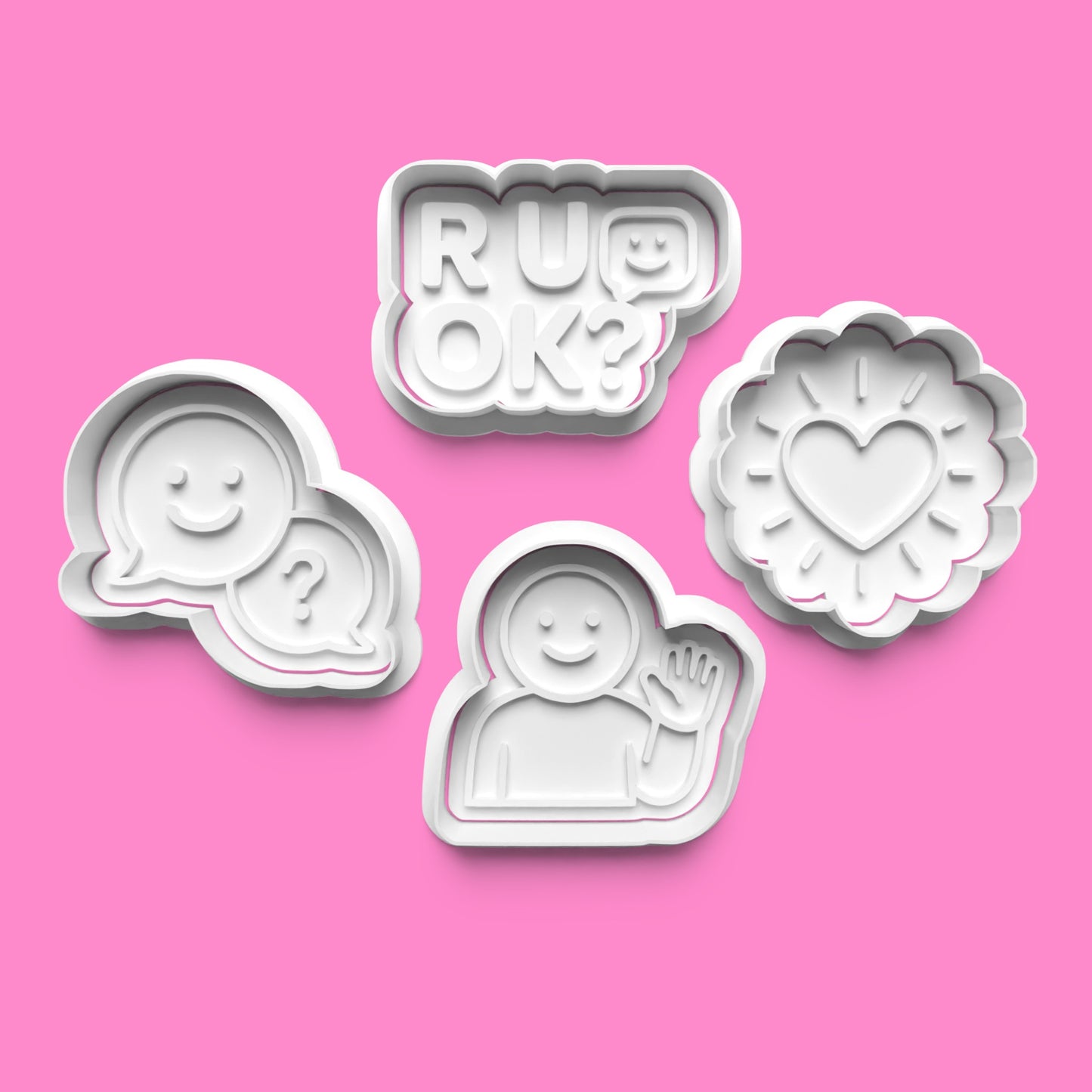 R U OK? Cookie Cutter & Embosser Stamp Set – Mental Health & Kindness Collection