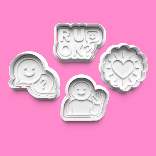 R U OK? Cookie Cutter & Embosser Stamp Set – Mental Health & Kindness Collection