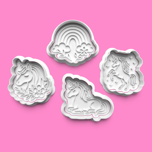 Unicorn Theme Cookie Cutter & Embosser Stamp Set – Magical Baking Collection Set-3