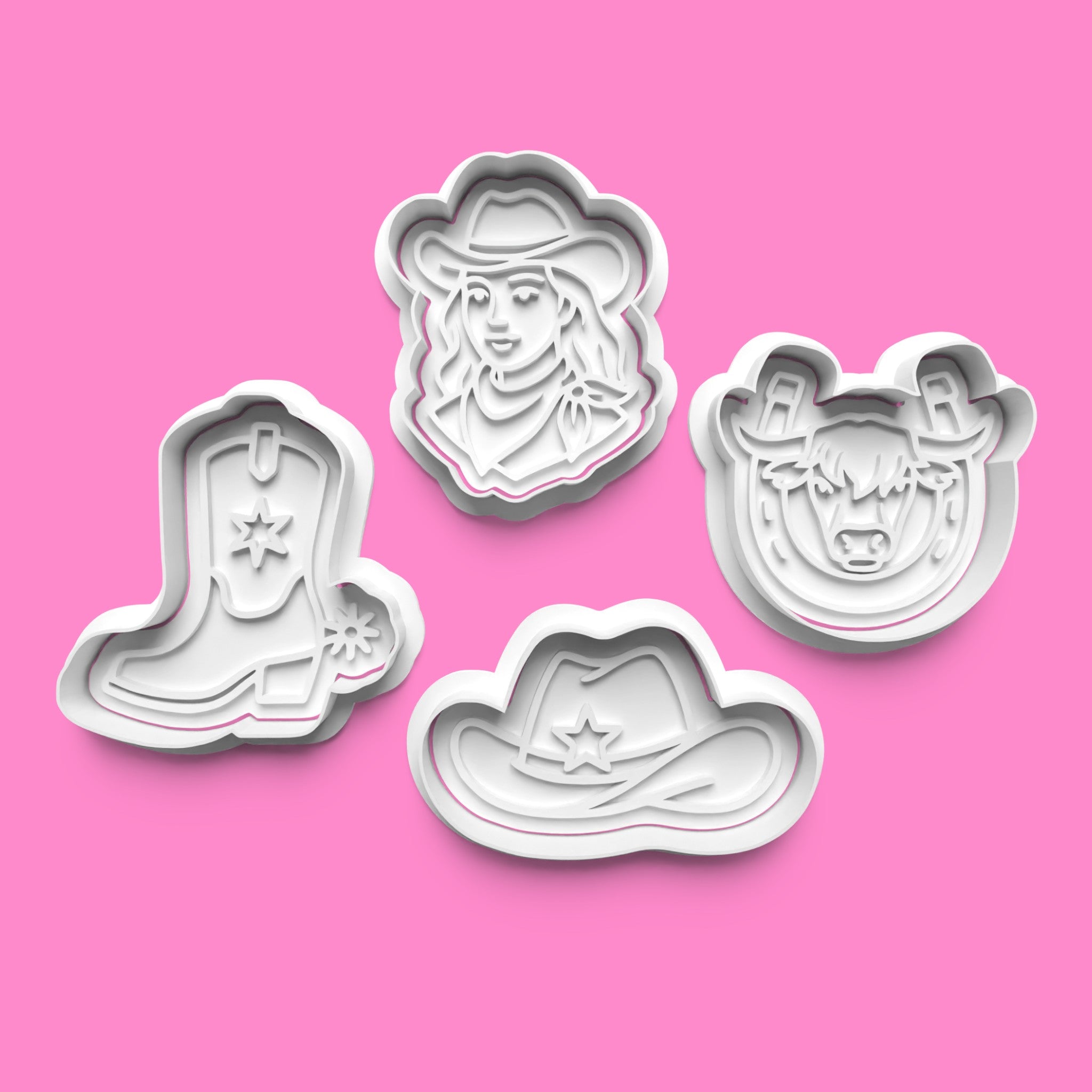 Cowgirl Theme Cookie Cutter & Embosser Stamp Set – Western Baking Collection