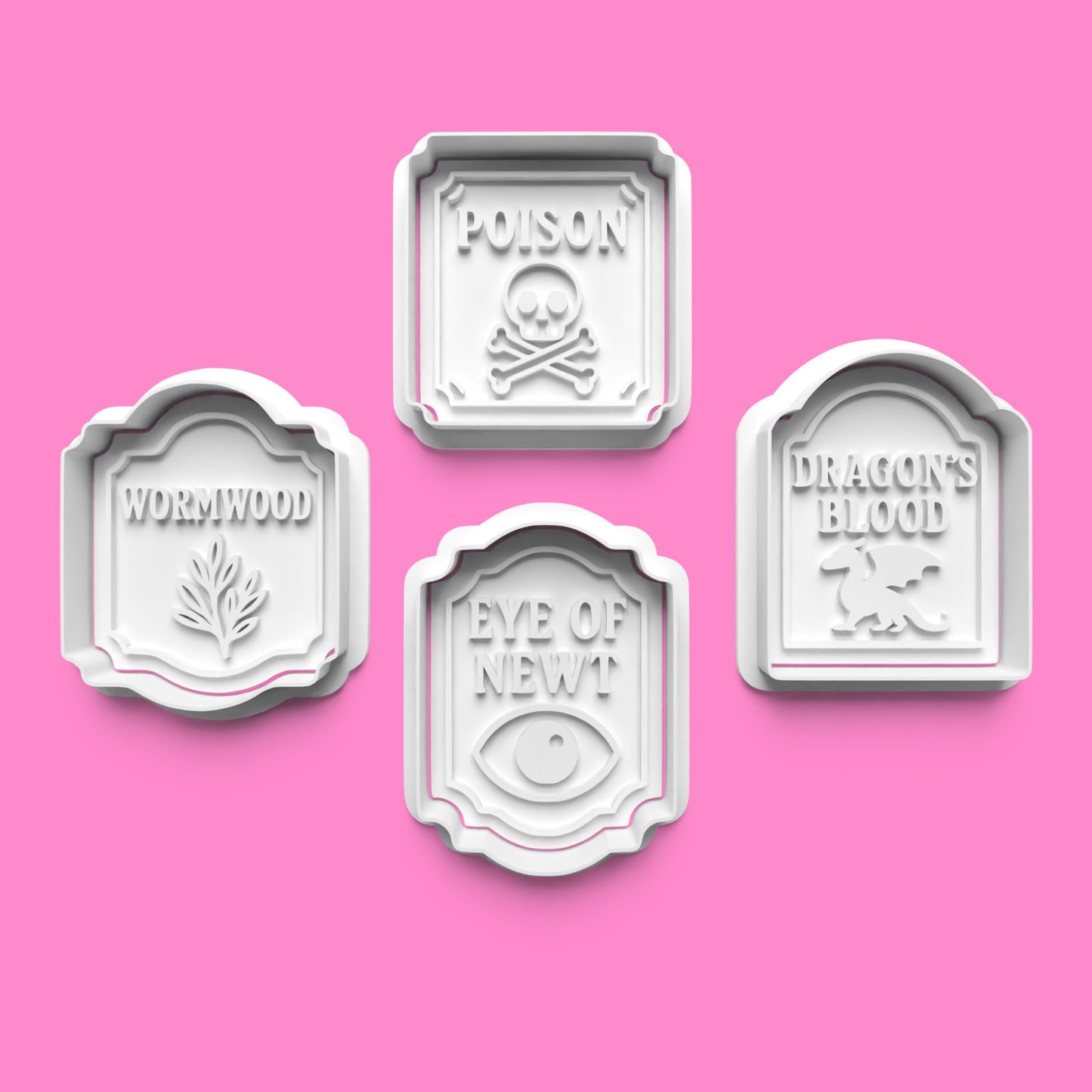 Apothecary Labels Cookie Cutter & Embosser Stamp Set – Vintage Potion Tag Collection