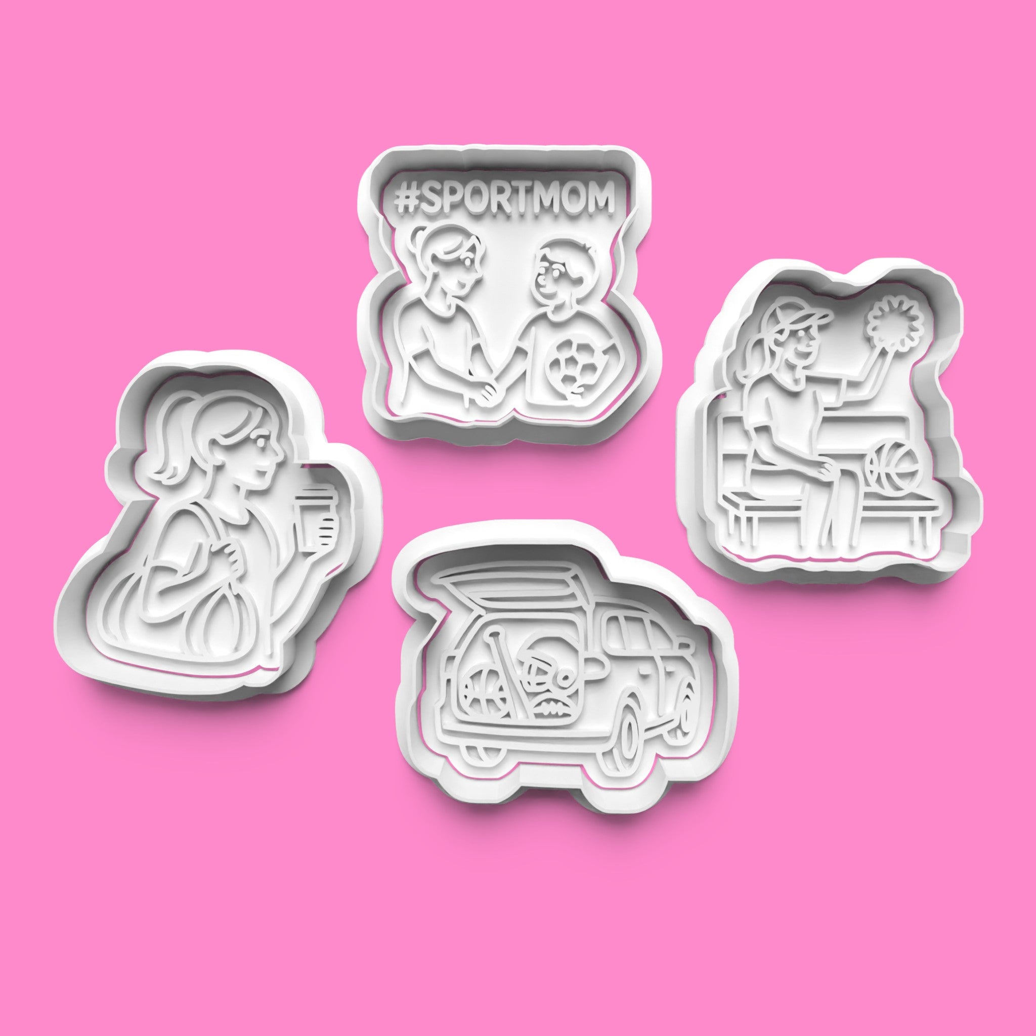 Sports Mom Cookie Cutter & Embosser Stamp Set – Sideline Superstar Collection