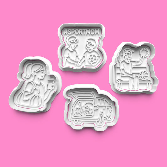 Sports Mom Cookie Cutter & Embosser Stamp Set – Sideline Superstar Collection