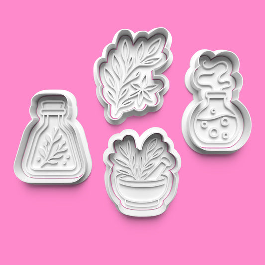 Herbs and Potions Cookie Cutter & Embosser Stamp Set – Magical Baking Collection