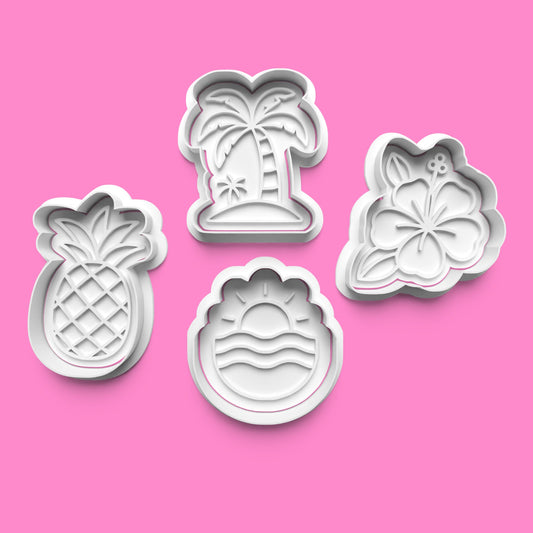 Tropical Vibe Cookie Cutter & Embosser Stamp Set – Island Escape Collection