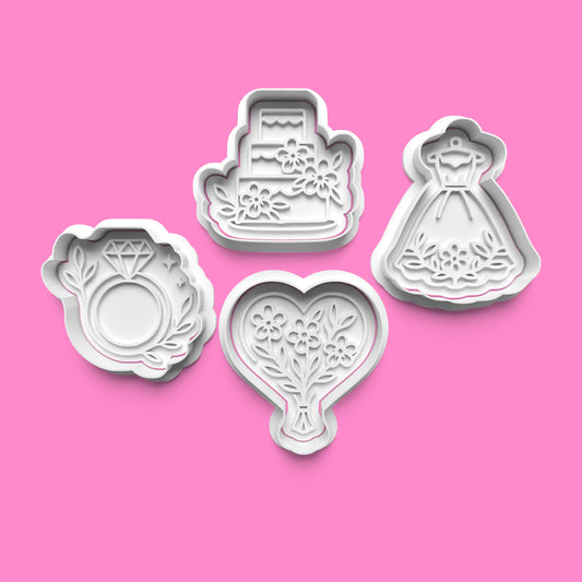 Bridal Cookie Cutter & Embosser Set – Set of 4