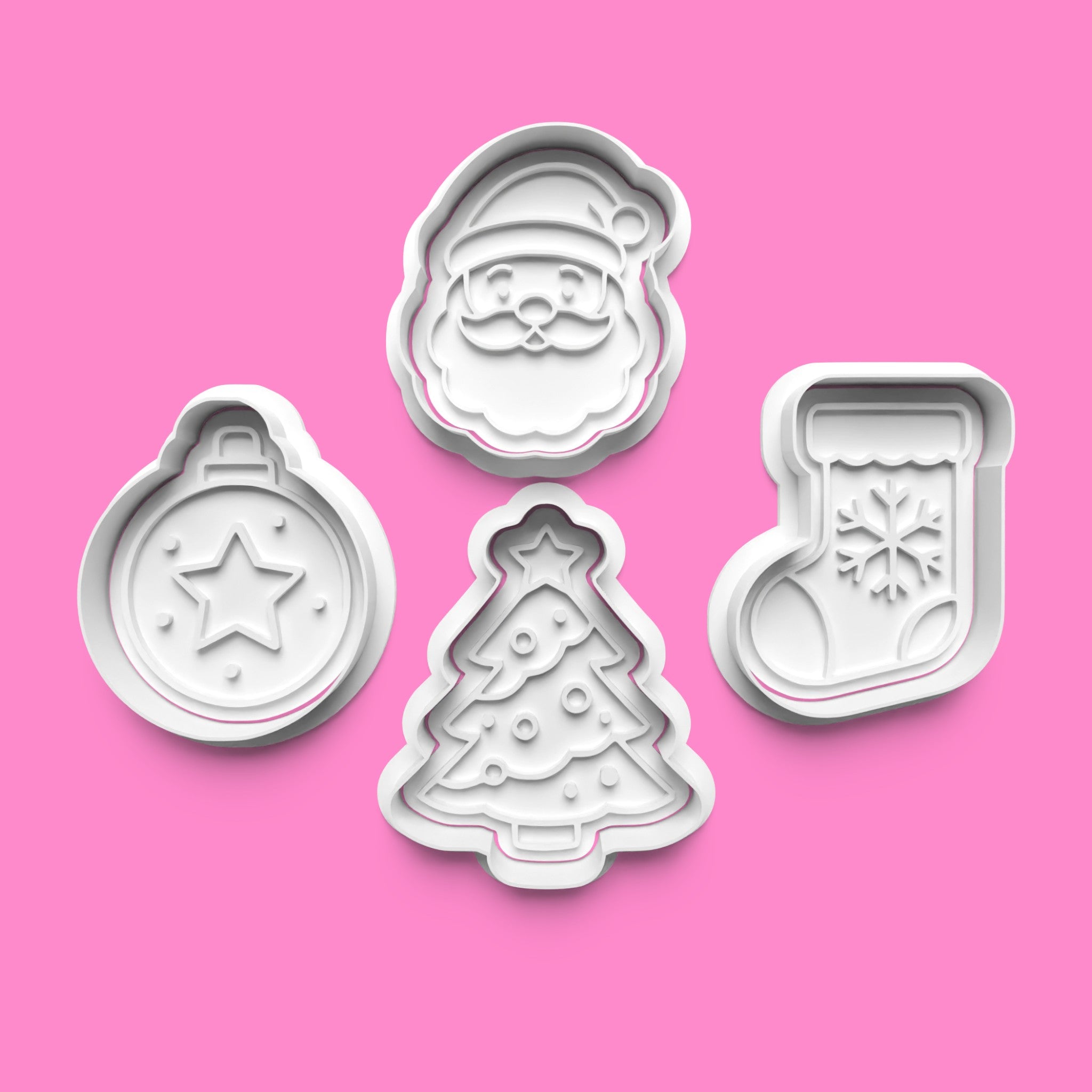 Christmas Cookie Cutter Set – Santa, Tree, Stocking & Bauble (4-Piece)