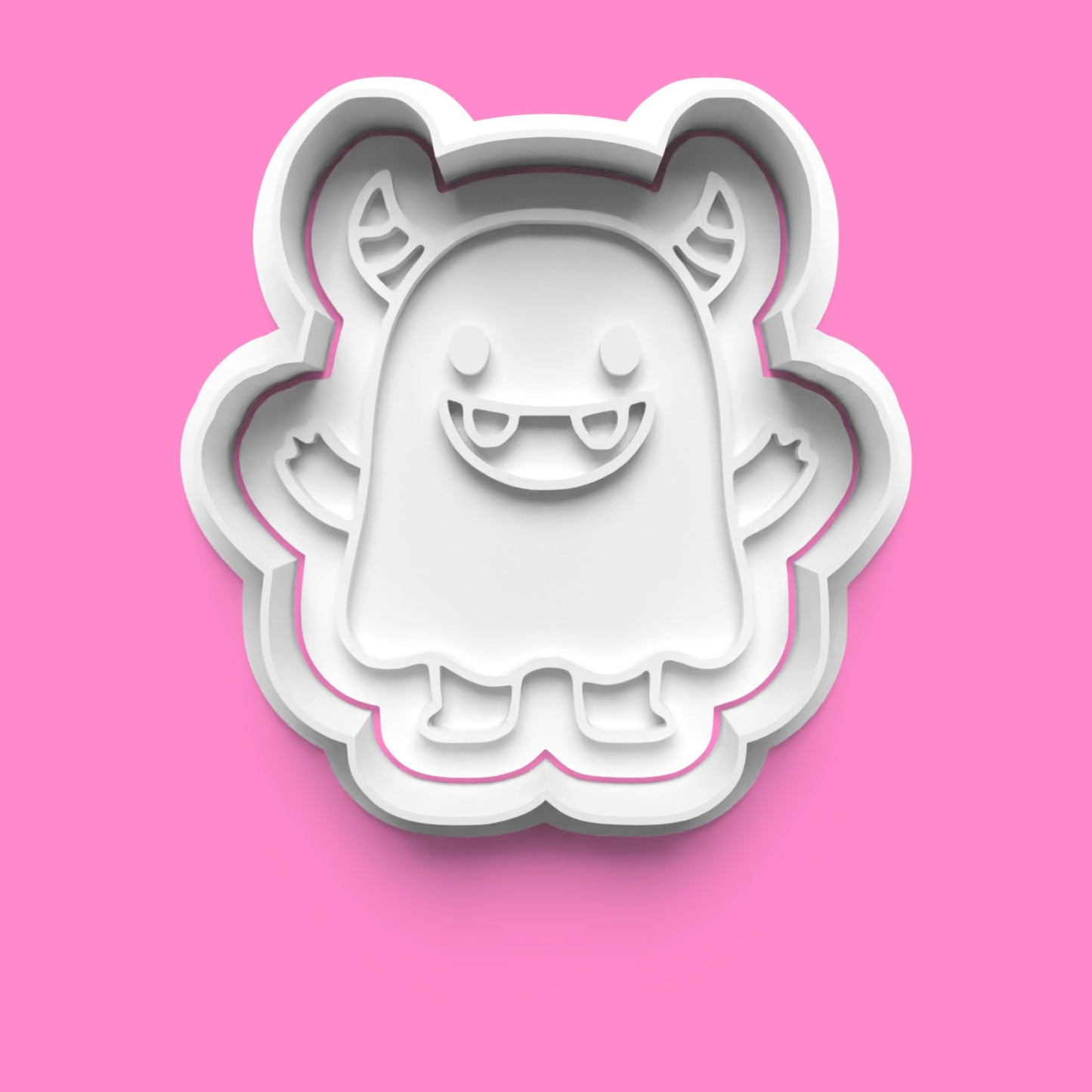 Cute Halloween Monsters Cookie Cutter & Embosser Set – Ghost, Pumpkin, Bat & Monster