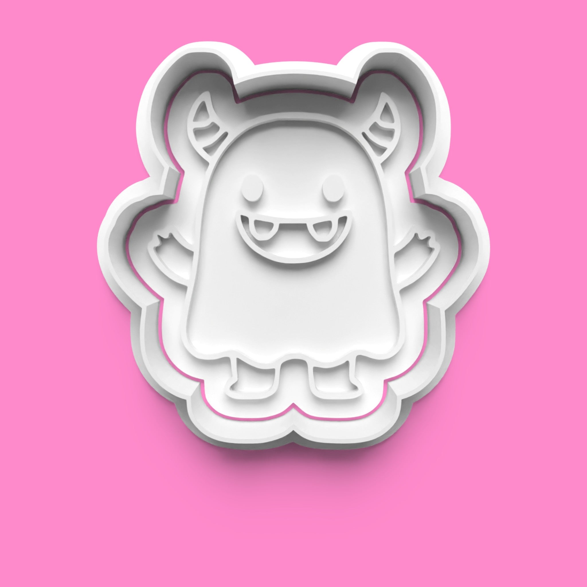 Cute Halloween Monsters Cookie Cutter & Embosser Set – Ghost, Pumpkin, Bat & Monster