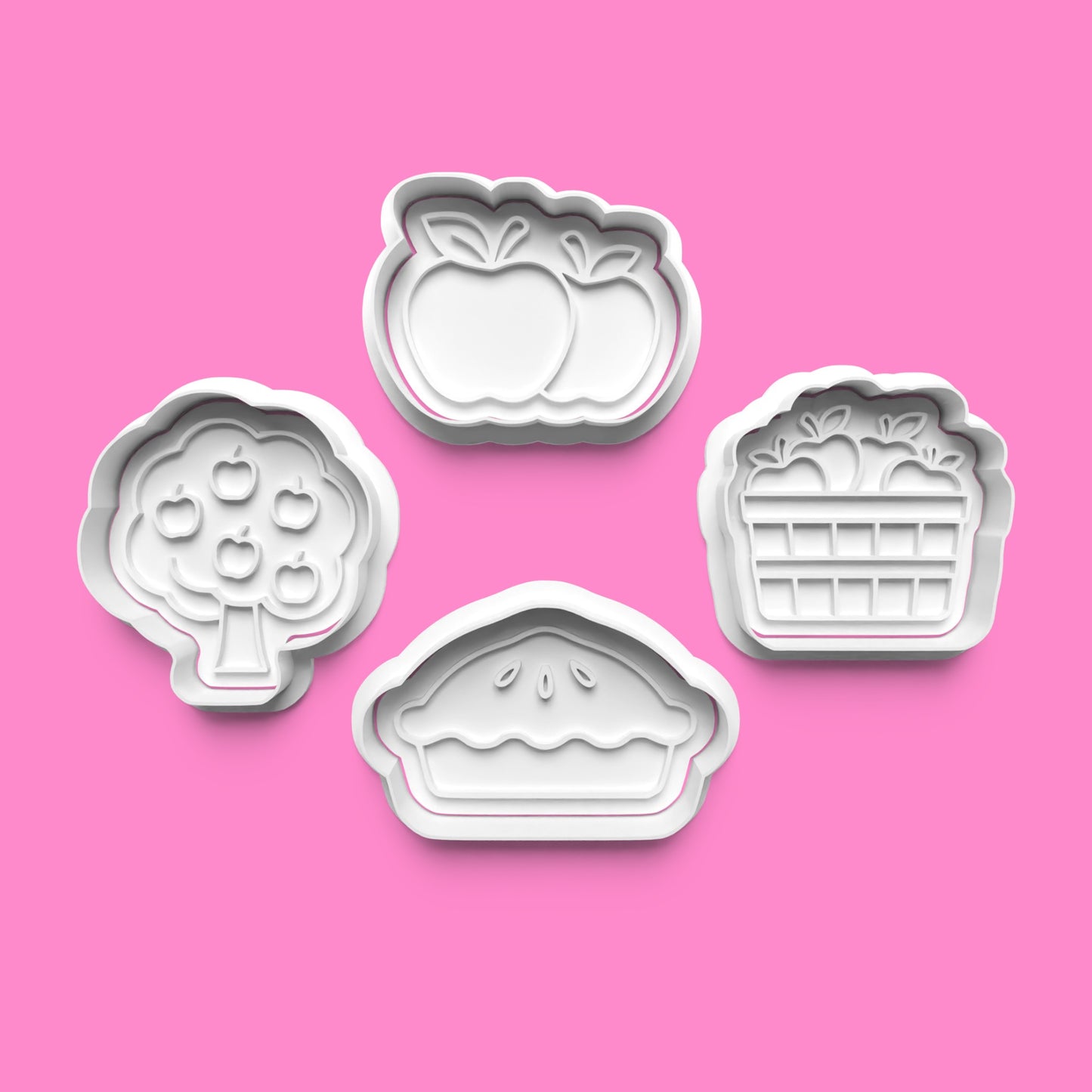 Apple Harvest Cookie Cutter & Embosser Set – 4-Piece Autumn Baking Collection