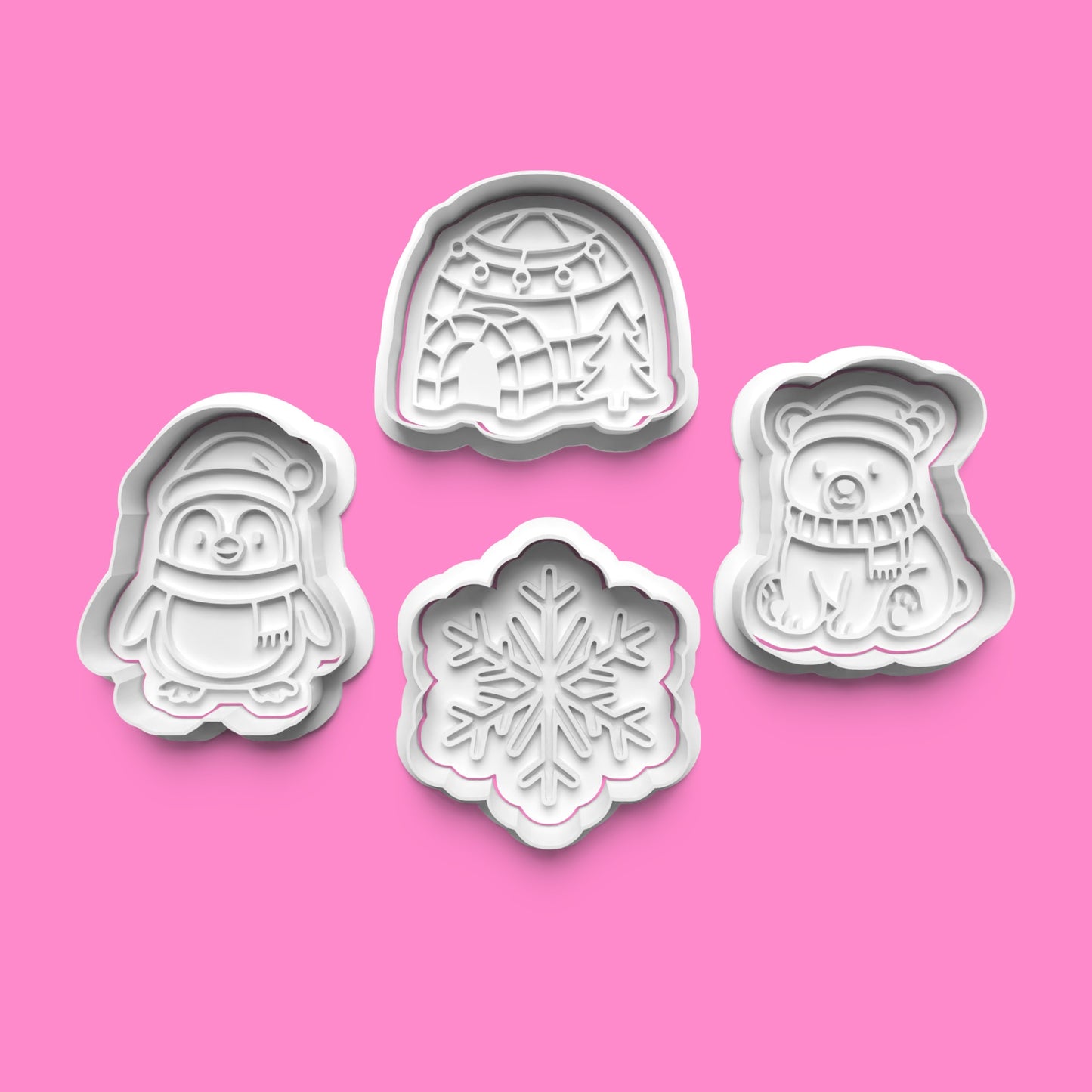 Winter Wonderland Cookie Cutter Set – Penguin, Polar Bear, Igloo & Snowflake (4-Piece Arctic Bake Set)
