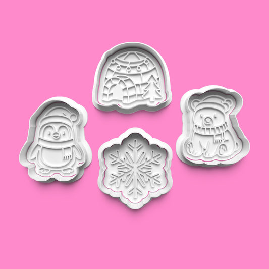 Winter Wonderland Cookie Cutter Set – Penguin, Polar Bear, Igloo & Snowflake (4-Piece Arctic Bake Set)
