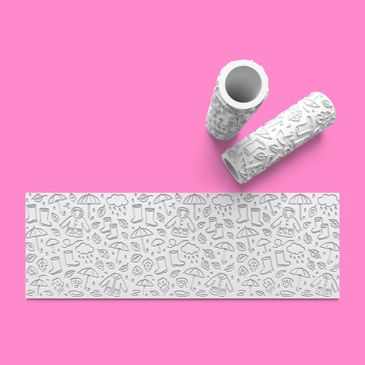 “Drizzle & Doodle” Rainy Day Textured Fondant Roller