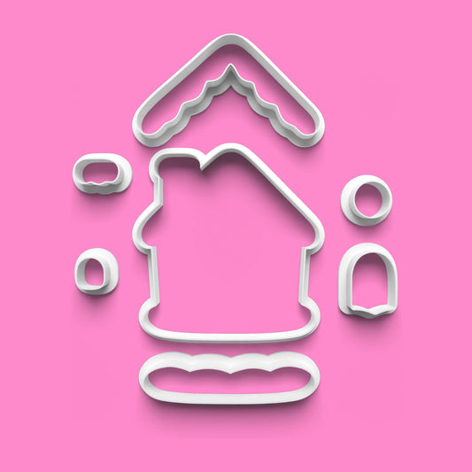 Gingerbread House Cookie Cutter Set – Buildable 3D Holiday Biscuit Cutter Kit