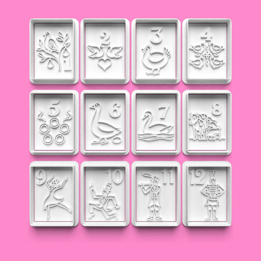 12 Days of Christmas Cookie Embosser Set – Festive Biscuit Stamp Collection