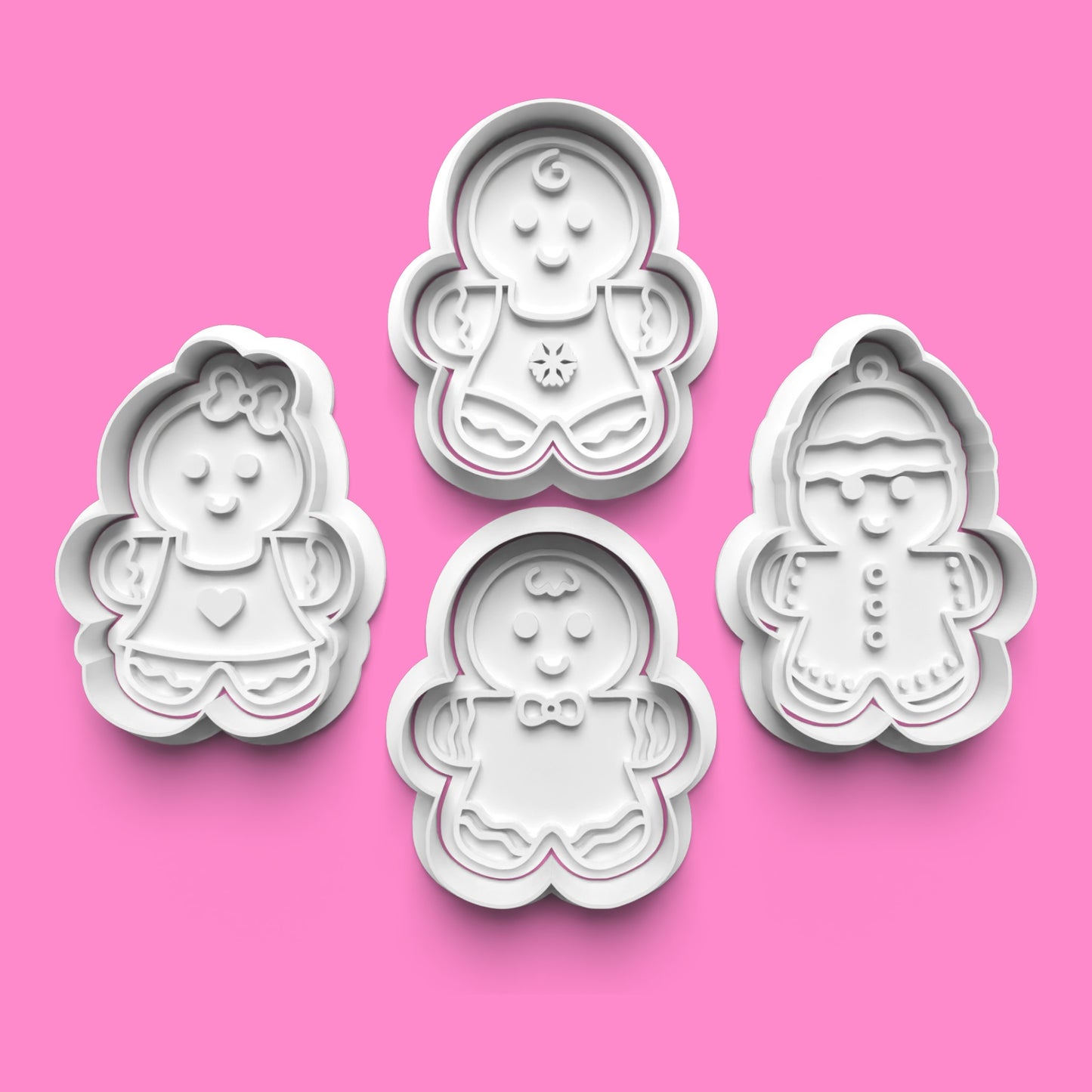Gingerbread Family Cookie Cutter & Embosser Set – Cute Christmas Family