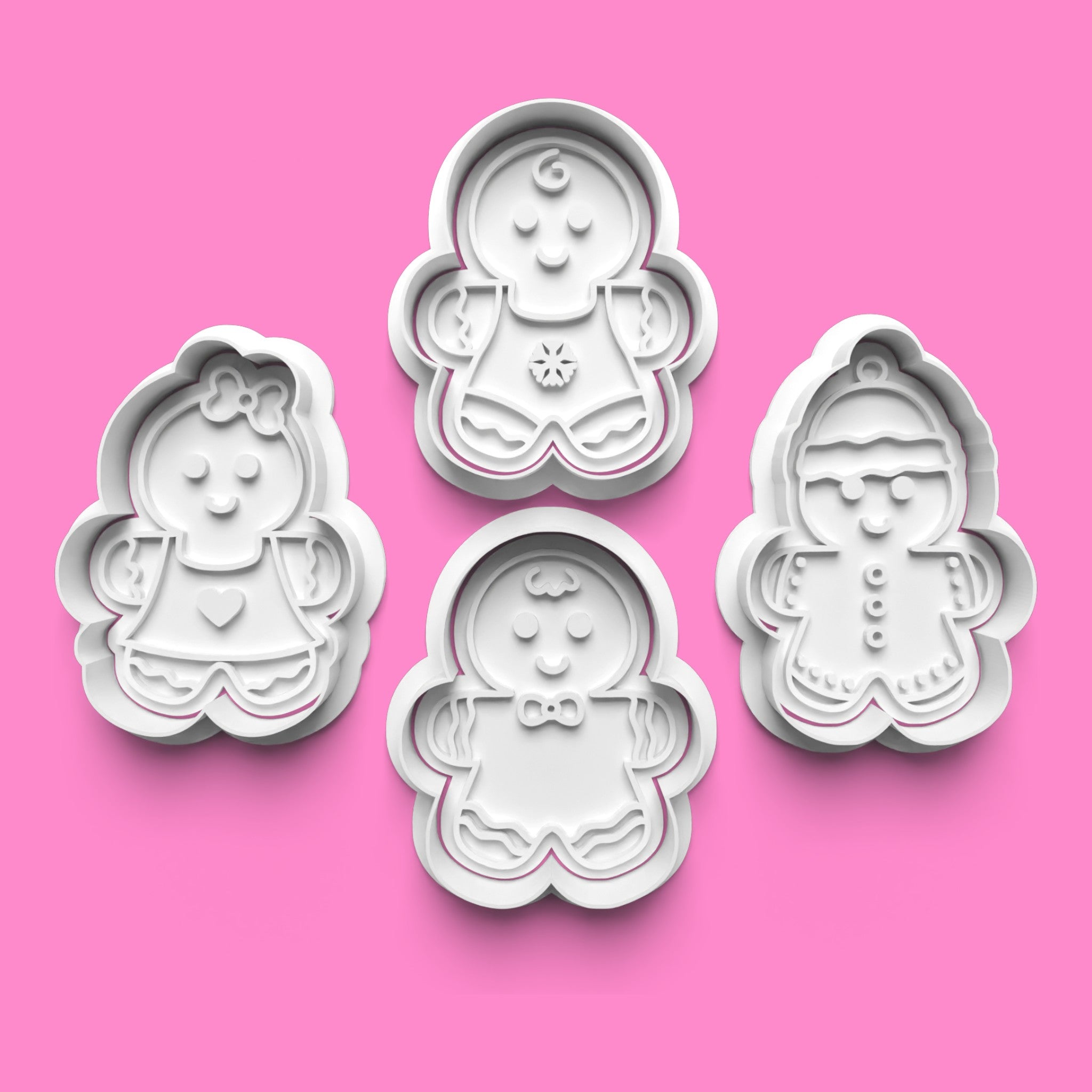 Gingerbread Family Cookie Cutter & Embosser Set – Cute Christmas Family