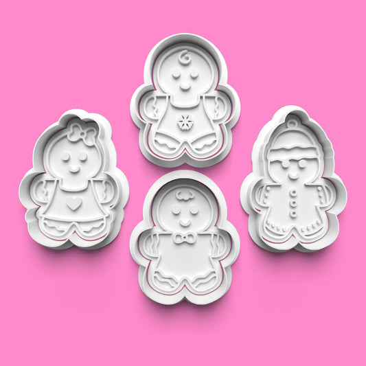 Gingerbread Family Cookie Cutter & Embosser Set – Cute Christmas Family