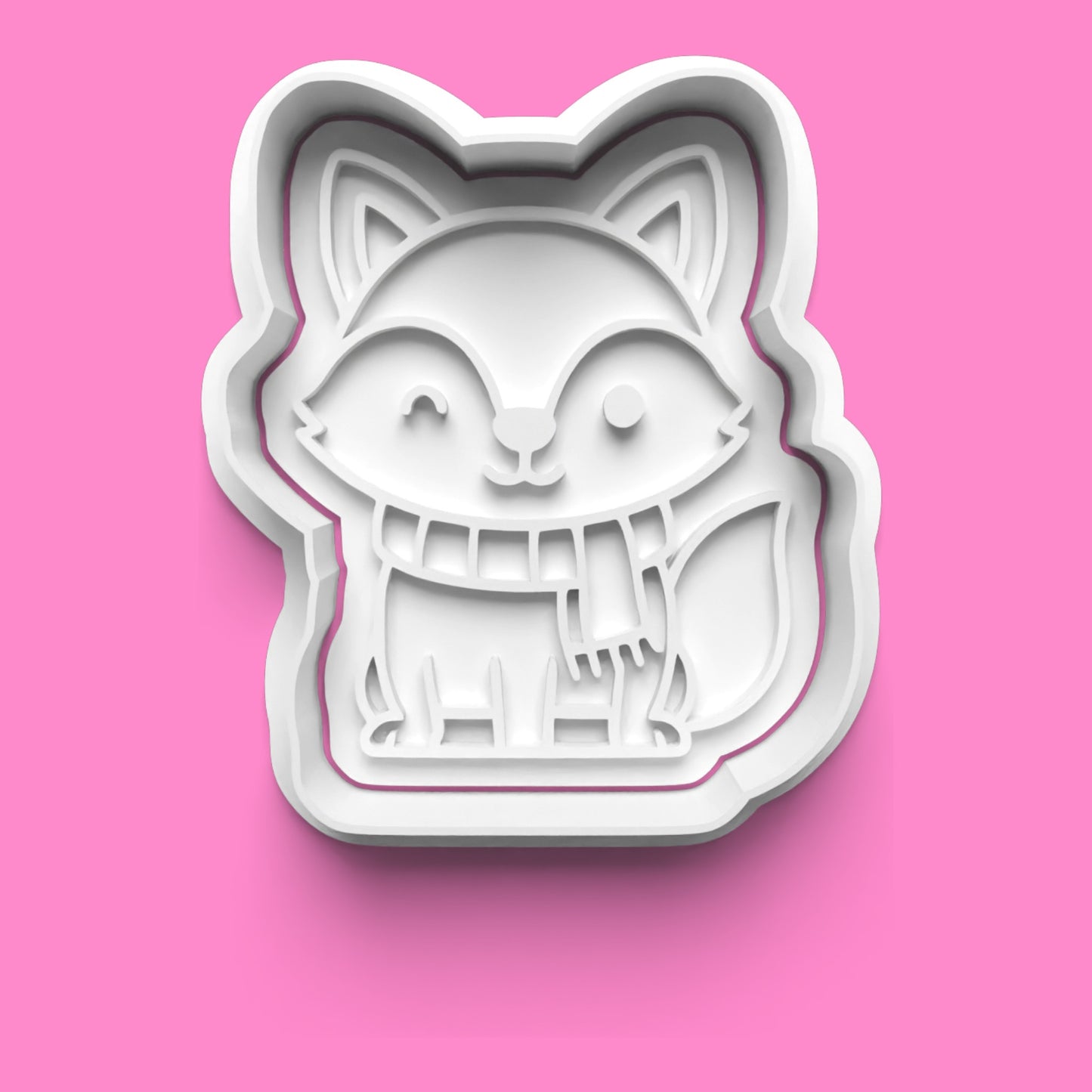 Woodland Christmas Animals Cookie Cutter & Embosser Set – Fox, Reindeer, Raccoon, Squirrel