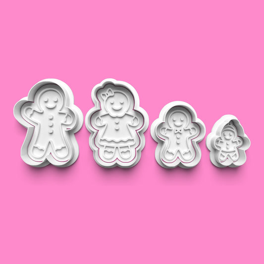 Gingerbread Family Cookie Cutter & Embosser Set – Set of 4