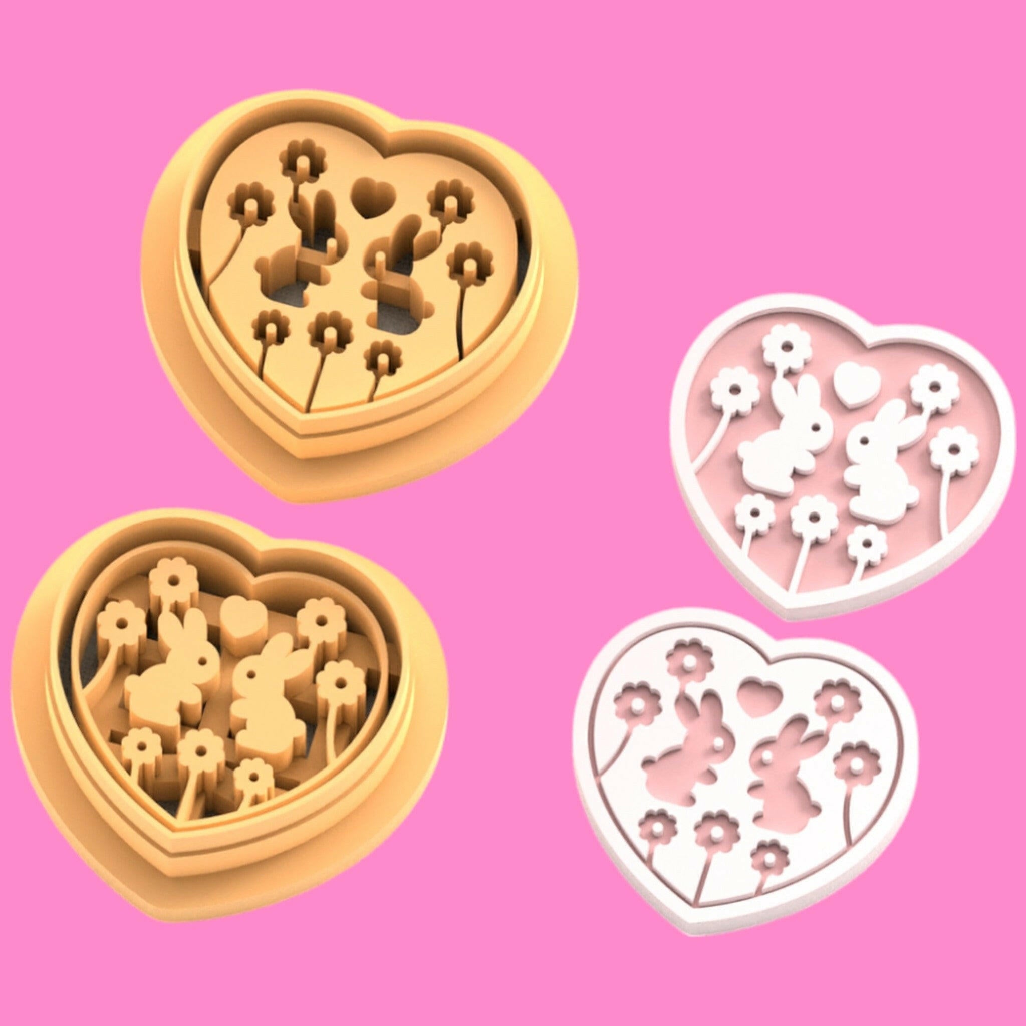 Bunny Love  Clay Cutter - Polymer clay Tools -Jewellery Tools-Earring  Clay Cutters,Clay Earring Cutters,Most Unique Design. Cookie Cutter.