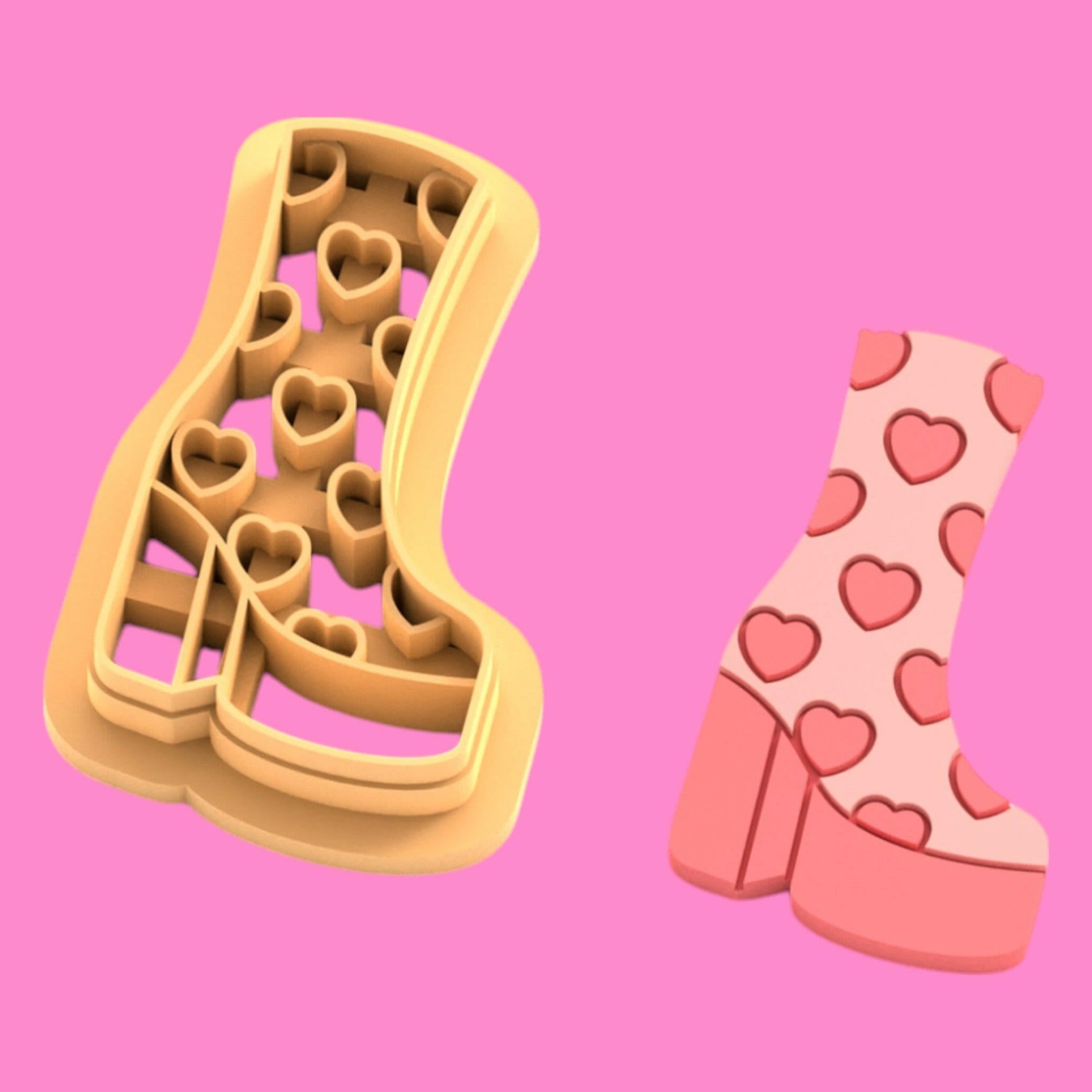 Boot with Hearts  Clay Cutter - Polymer clay Tools -Jewellery Tools-Earring  Clay Cutters,Clay Earring Cutters,Most Unique Design. Cookie Cutter.