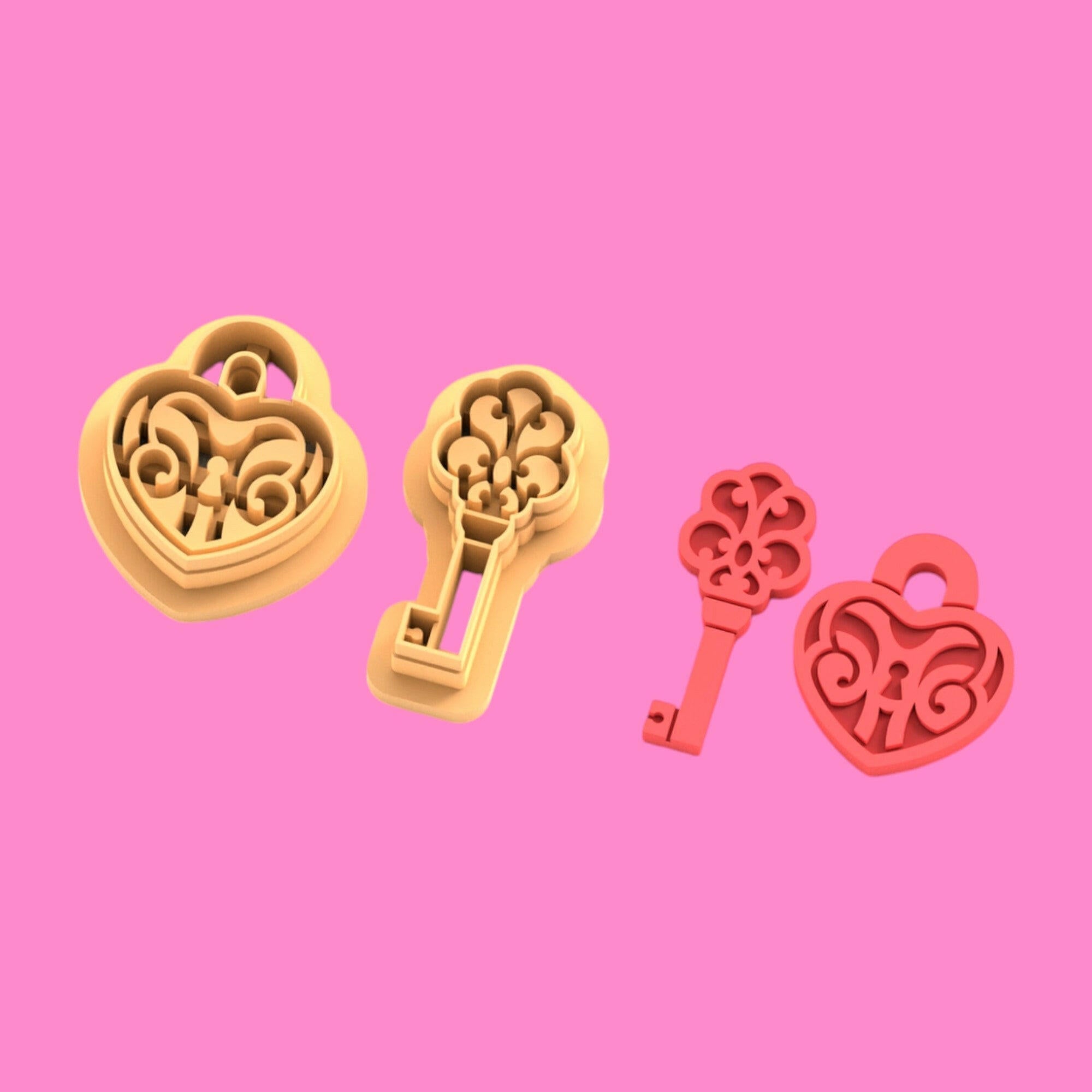 Vintage Key and Heart Clay Cutter - Polymer clay Tools -Jewellery Tools-Earring  Clay Cutters,Clay Earring Cutters,Most Unique Design. Cookie Cutter.