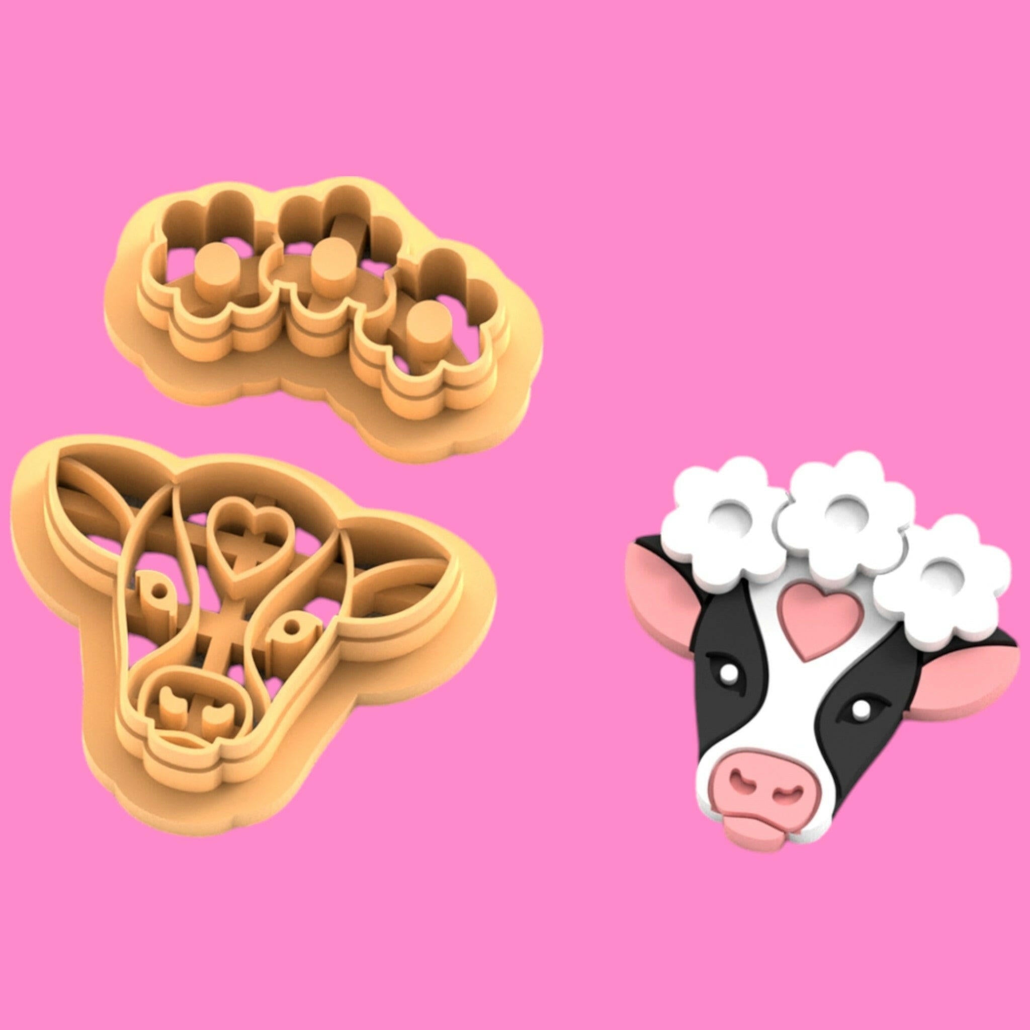 Cow with Daisys Clay Cutter - Polymer clay Tools -Jewellery Tools-Earring  Clay Cutters,Clay Earring Cutters,Most Unique Design. Cookie Cutter.