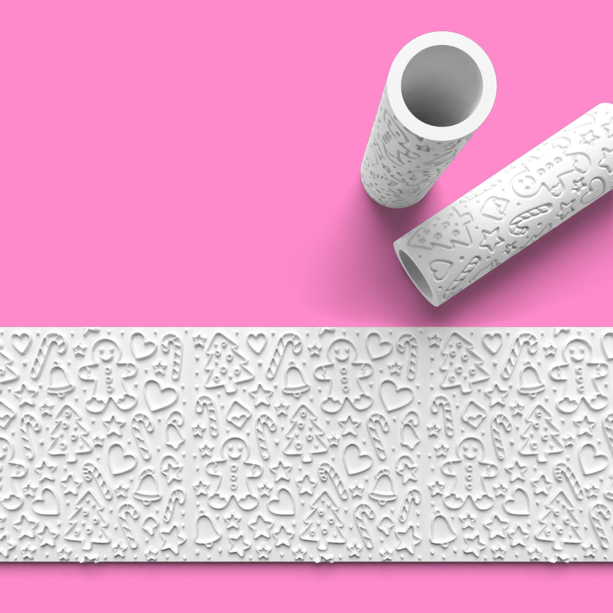 Christmas Gingerbread Textured Roller – Emboss & Outboss Fondant Rolling Pin | Festive Baking Tool