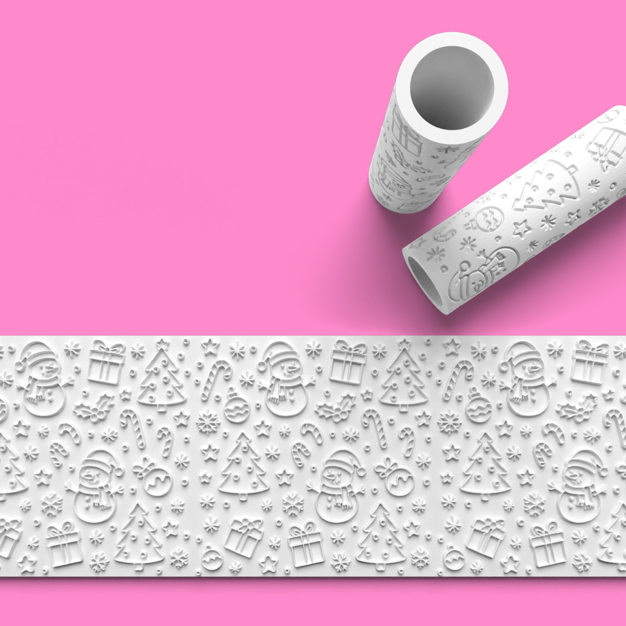 Christmas Snowman Textured Roller – Emboss & Outboss Fondant Rolling Pin | Festive Baking Tool