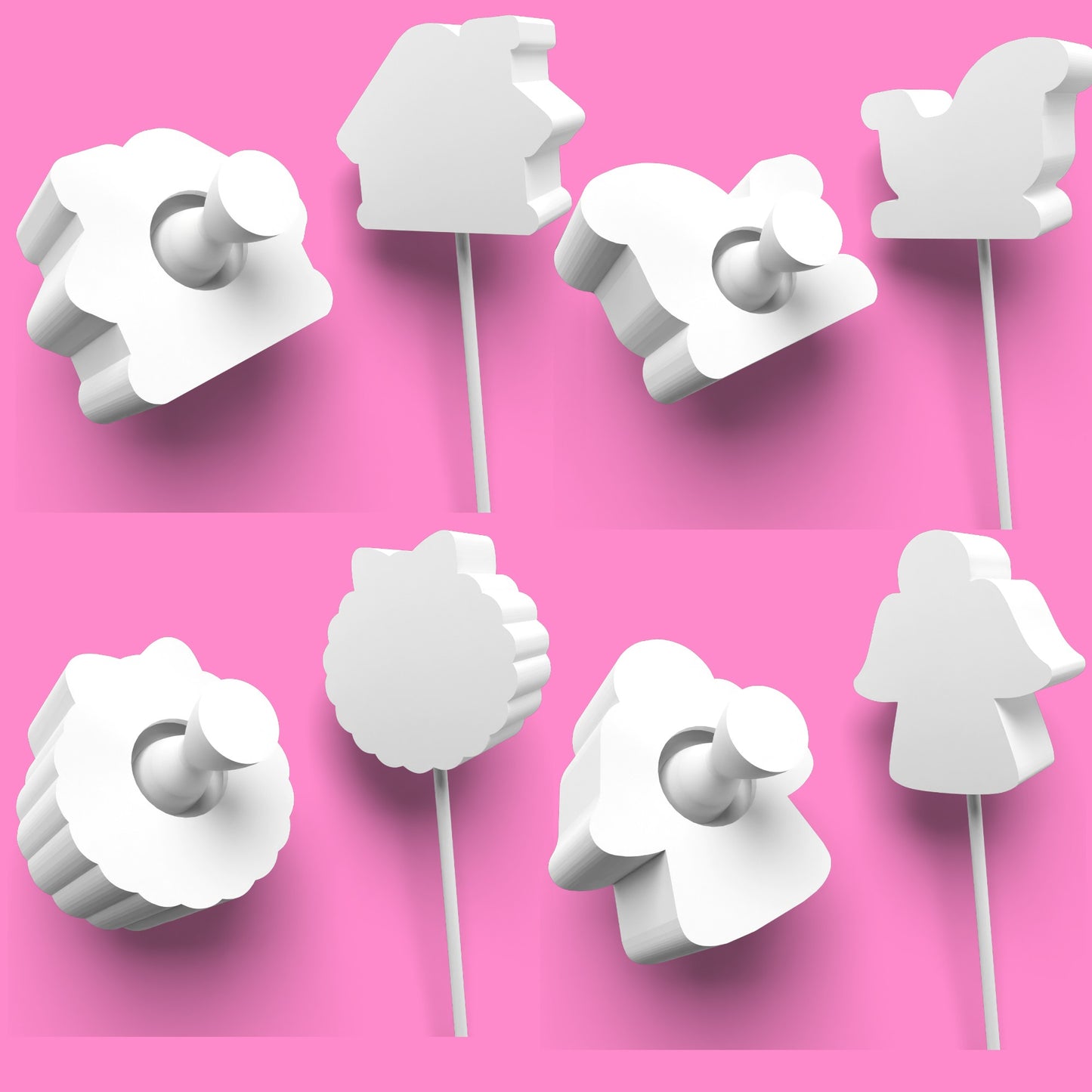 Christmas Cake Pop Mold Set – Festive Shapes Sleigh Wreath Angel