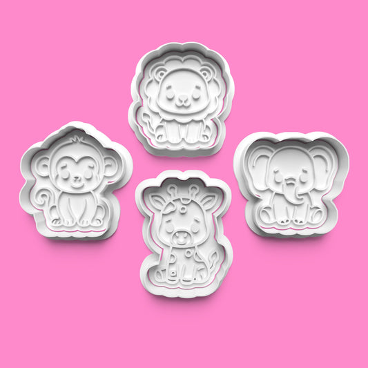 Safari Babies Cookie Cutter Set - Lion, Monkey, Giraffe & Elephant