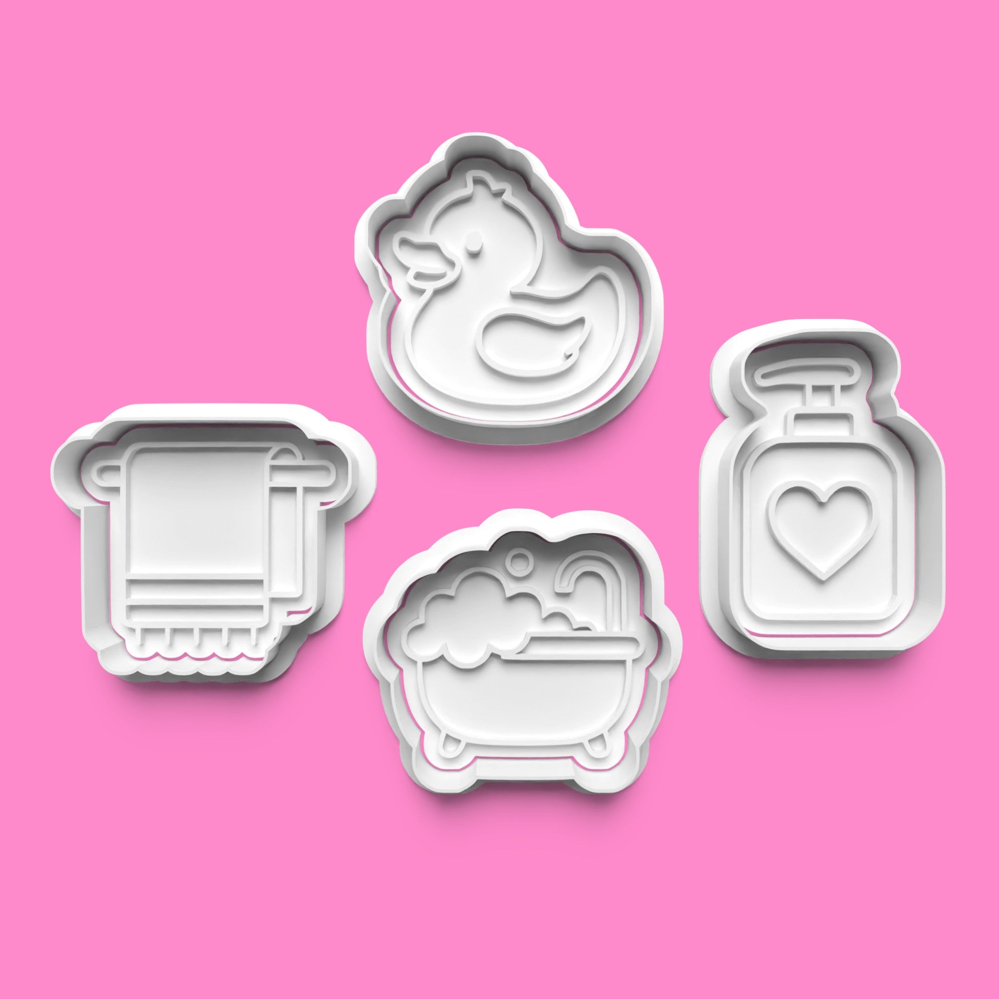 Bath Time Cookie Cutter Set - Duck, Tub, Towel, Soap