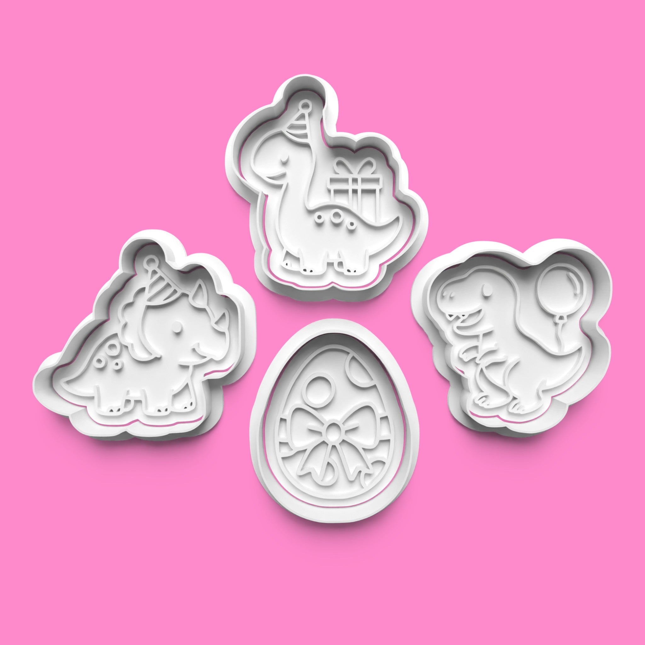 Dinosaur Party Cookie Cutter Set - T-Rex, Triceratops, Dino, Egg