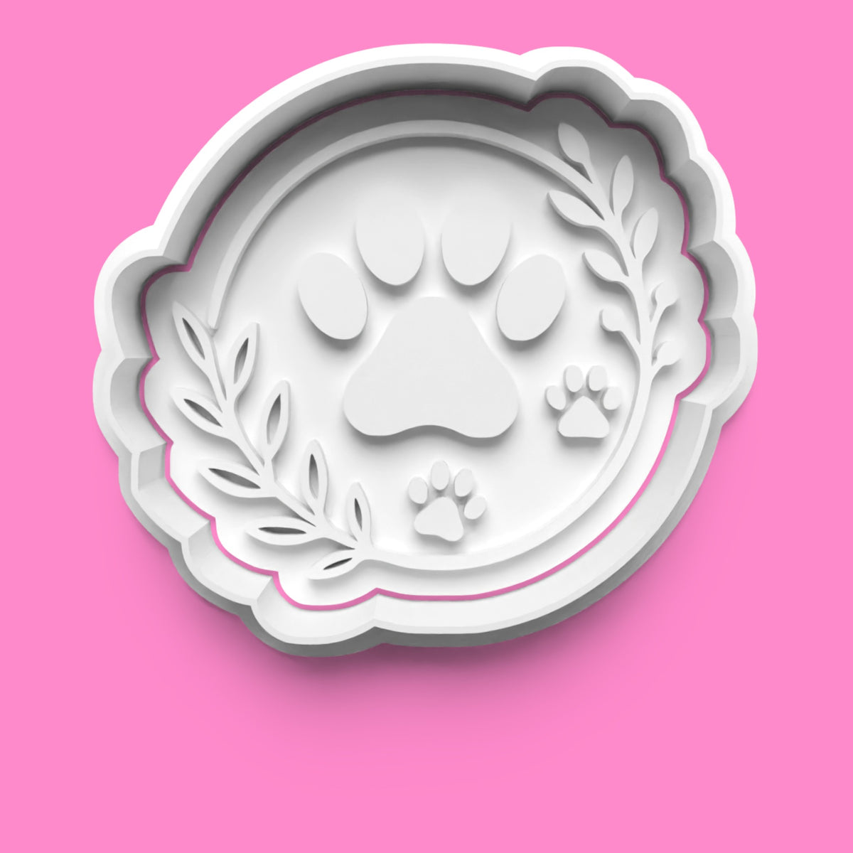 Botanical Paw Print Cookie Cutter Set | Floral Heart, Moon & Bone Designs | Multiple Sizes