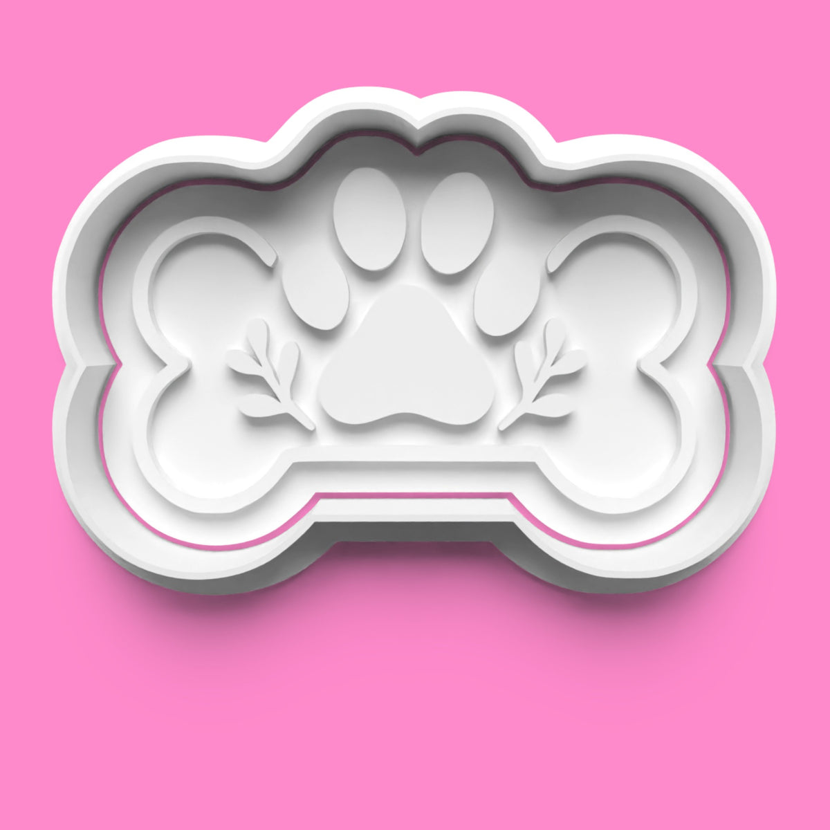 Botanical Paw Print Cookie Cutter Set | Floral Heart, Moon & Bone Designs | Multiple Sizes