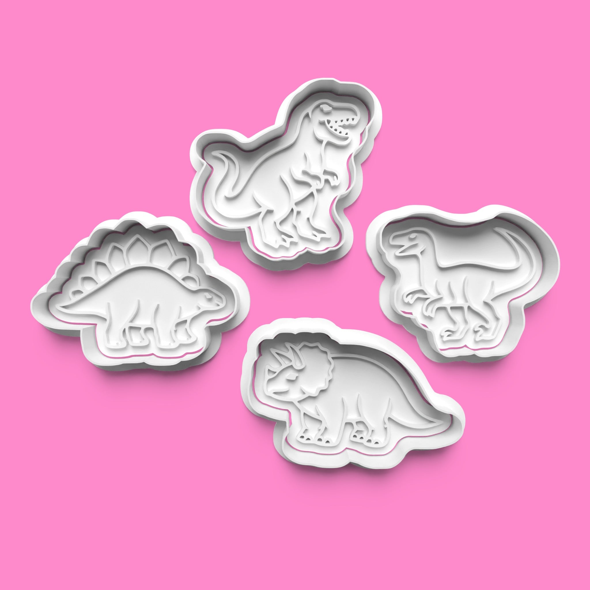 Dinosaur Adventure Cookie Cutter Set - T-Rex, Triceratops, Stegosaurus & Raptor - Multiple Sizes