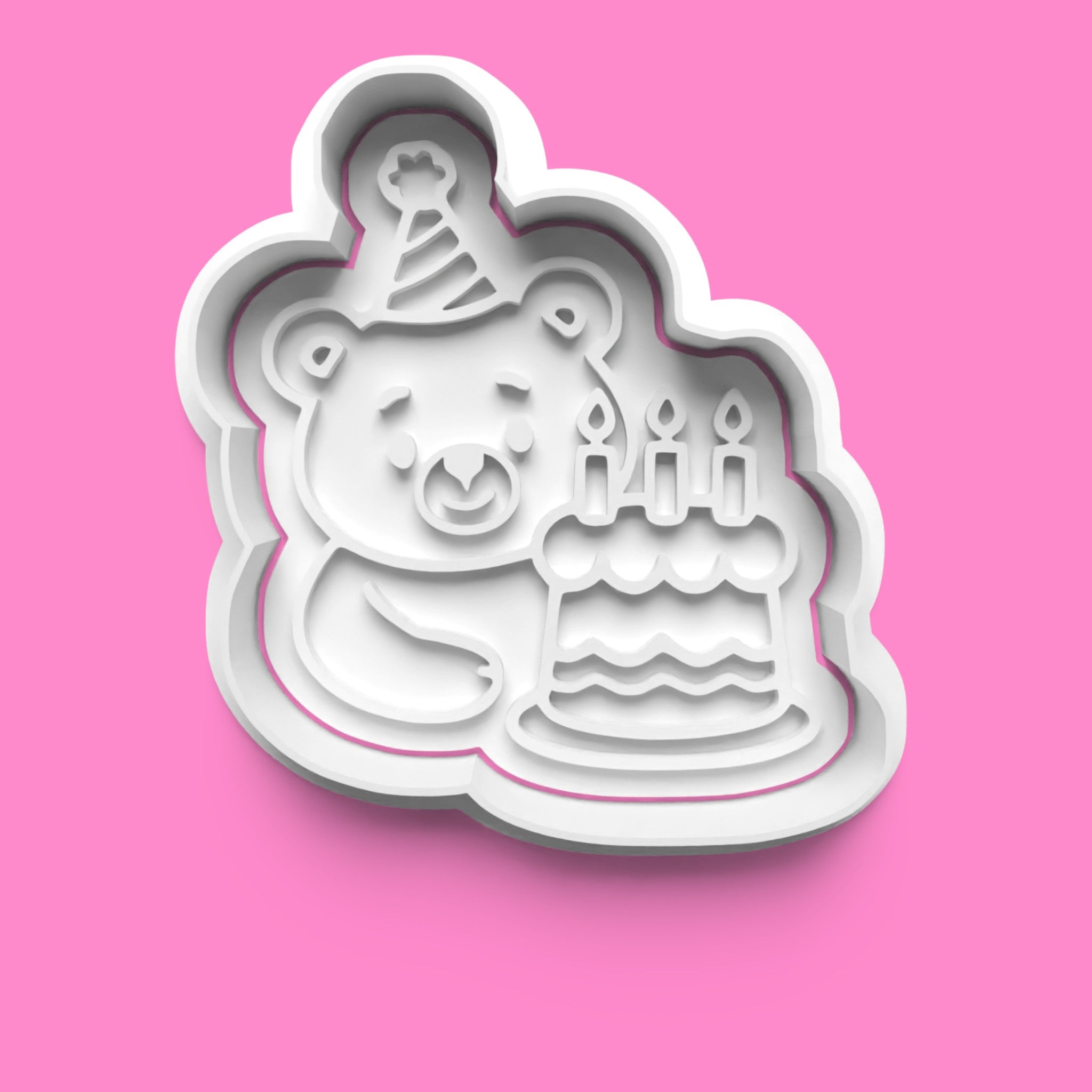 Birthday Bear Cookie Cutter Set - Party Hat, Balloons & Cake Designs - Multiple Sizes