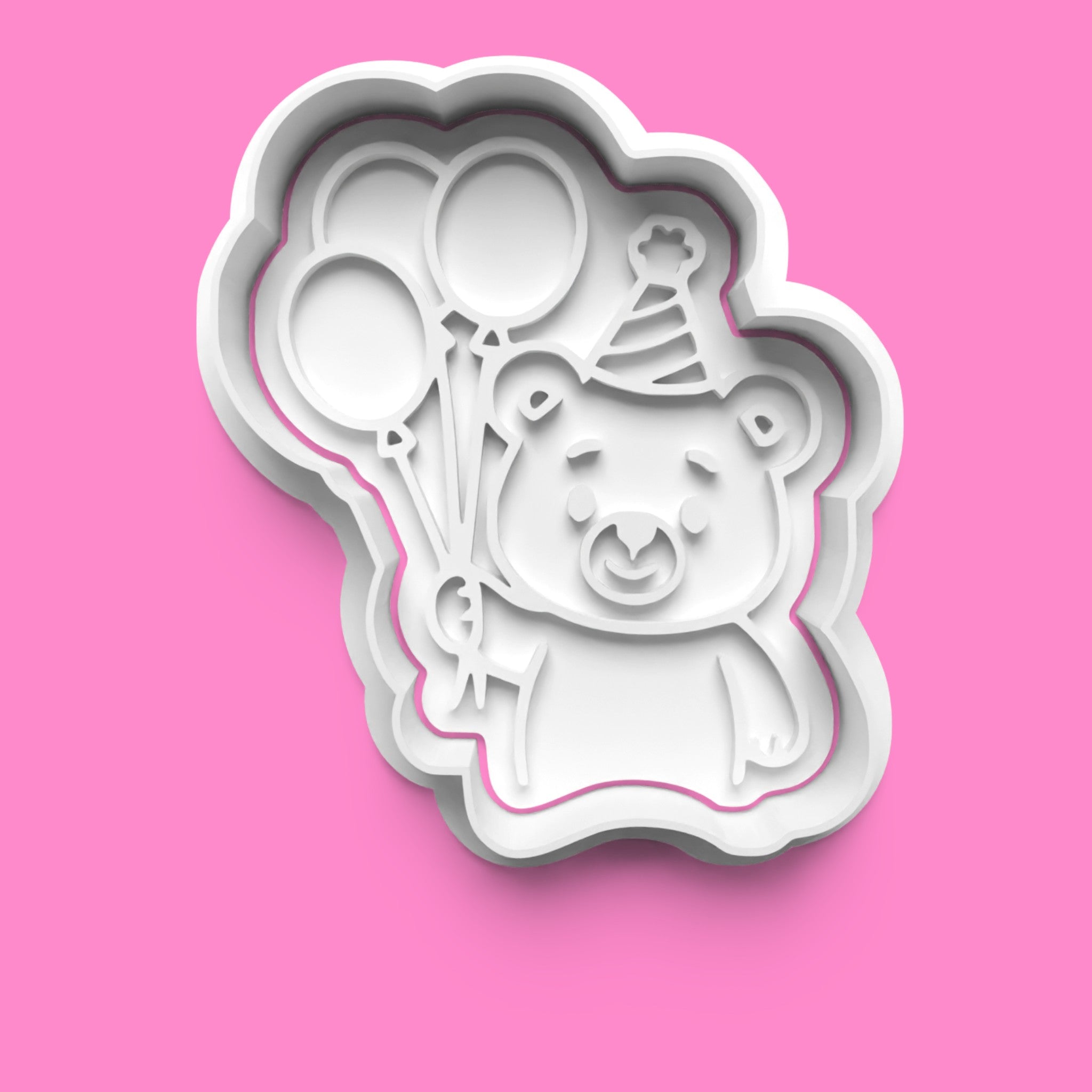 Birthday Bear Cookie Cutter Set - Party Hat, Balloons & Cake Designs - Multiple Sizes