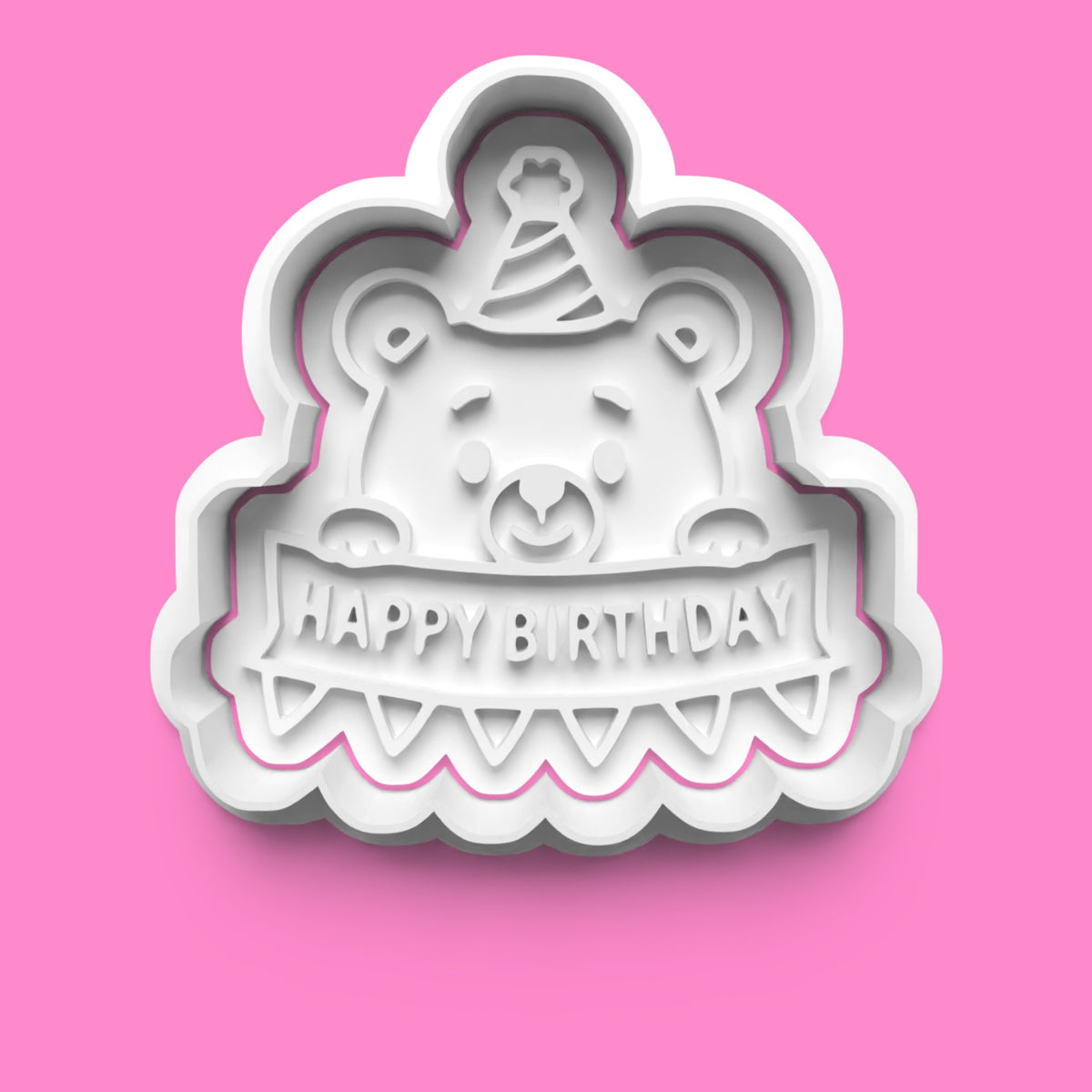 Birthday Bear Cookie Cutter Set - Party Hat, Balloons & Cake Designs - Multiple Sizes