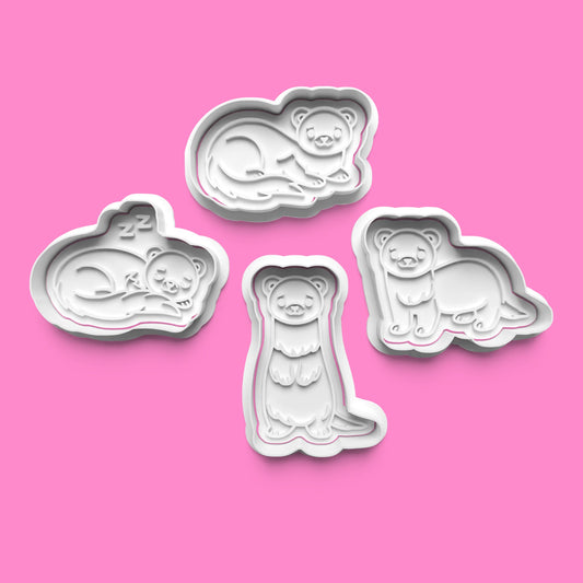 Cute Ferret Cookie Cutter Set - Sleeping & Standing Weasel Designs - Multiple Sizes