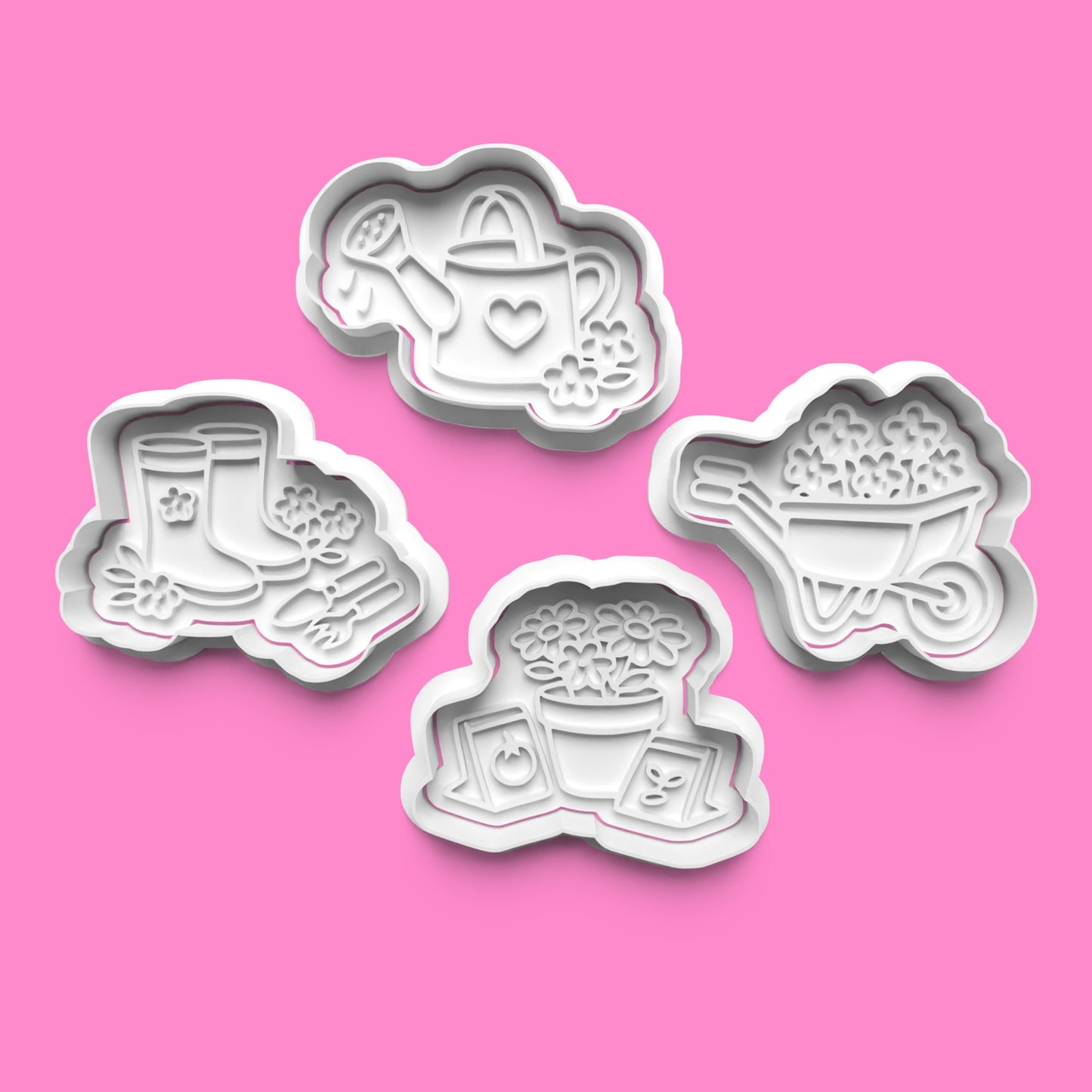 Garden Theme Cookie Cutter Set | Watering Can, Wheelbarrow & Floral Designs | Multiple Sizes
